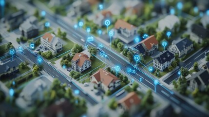 Wall Mural - realistic vector set of laptop, smartphone and computer with internet of things and smart city devic