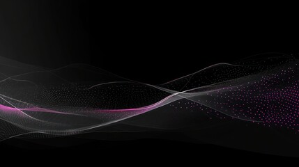 Aufkleber - Abstract wavy lines with pink dots on a black background, suggesting movement and energy.