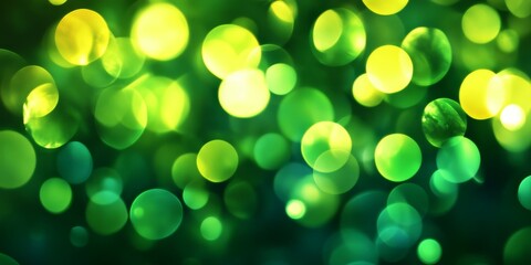 Wall Mural - Abstract green bokeh light background creates a vibrant and enchanting atmosphere. This green bokeh serves as a captivating backdrop, enhancing any design with its vivid abstract light effects.