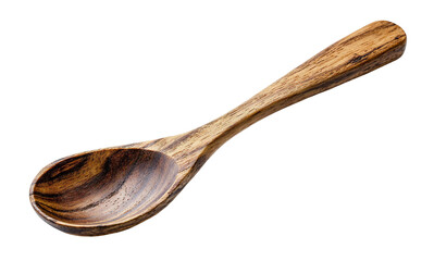 Canvas Print - Rustic wooden spoon with detailed texture, isolated on transparent cutout background