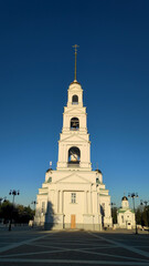 Wall Mural - Penza, Russia - July 12, 2024: Bell tower of the Spassky Cathedral. Sunset time