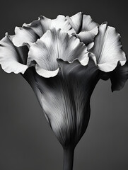 Sticker - black and white african tulip tree flower grey background. hyperrealistic photography. 