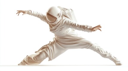 Leinwandbilder - A dynamic figure in an astronaut suit striking a pose against a white background.
