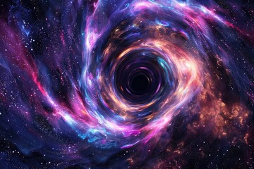 Wall Mural - a swirling cosmic nebula surrounds a black hole