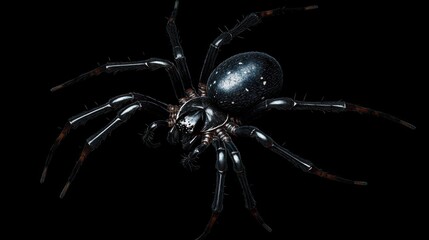 Poster - A detailed illustration of a large, realistic spider against a black background.