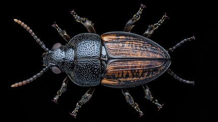 Poster - A detailed macro image of a beetle showcasing its intricate features and textures.