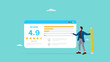 © Vanz Studio - customer satisfaction improvement, business rating review or analysis, client questionnaire concept, good customer opinion about product, businessman with an excellent customer satisfaction dashboard