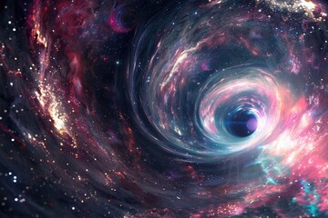 Wall Mural - a swirling cosmic nebula surrounds a black hole