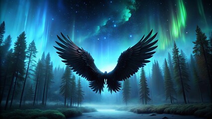 Wall Mural - Mystical Wings Under Northern Lights