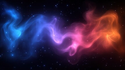 Wall Mural - Abstract cosmic nebula with blue and red glowing smoke.