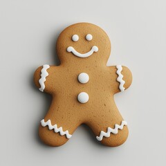 Wall Mural - Generative AI Gingerbread Cookie Isolated on Clear Background