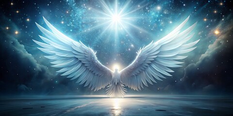 Wall Mural - Ethereal Angel Wings Under Cosmic Lights