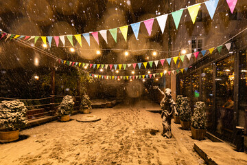 Wall Mural -  Lviv street in winter night