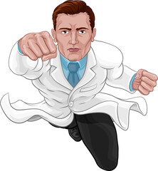 Wall Mural - Super Hero Scientist Doctor Flying Superhero