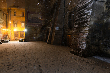 Wall Mural - Lviv street in winter