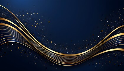 Poster - Golden waves against dark navy blue background 