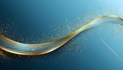 Poster - abstract sky blue background with luxurious golden waves