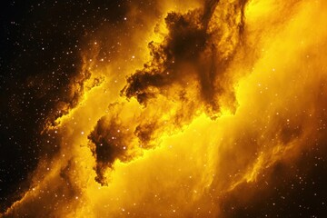 Wall Mural - Ethereal beauty of a vibrant yellow nebula in the cosmos.