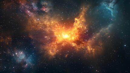 Wall Mural - Fiery Nebula Exploding Stars Cosmic Dust Space