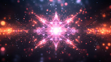Wall Mural - abstract pink & orange glowing fractal star background