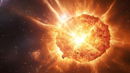 Wall Mural - Celestial Body Exploding In Fiery Cosmic Display