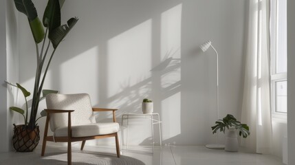 A refined studio apartment, with a plain white canvas and minimal decor, Modern minimalist style