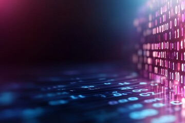 abstract digital data flow with binary code.