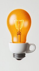 Aufkleber - Bright Idea Glowing Lightbulb in Coffee Cup Innovation Concept
