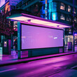© EnricaDjango - Mockup abris bus panneau affichage couleur lumineuse lumiere violette