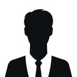 © Mariia - Silhouette of a man in suit and tie. Abstract male avatar emblem. Vector illustration