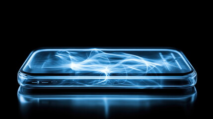 Aufkleber - Abstract Blue Smartphone Glowing Energy Mobile Tech Digital Futuristic