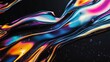 © matoya - Abstract iridescent liquid swirls with vibrant colors and dark background.