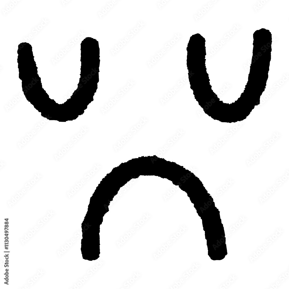 Sad face png sticker, emoticon doodle, transparent background Stock ...