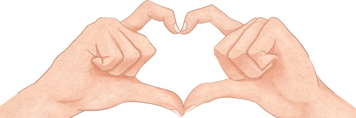 Wall Mural - cute heart hand gesture png aesthetic illustration