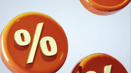bright buttons with percent icons, fly up with glossy finish