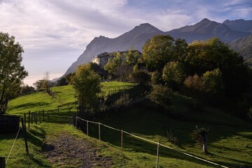 Wall Mural - Village in the Alps mountains