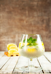 Wall Mural - Homemade lemonade with lemon and mint