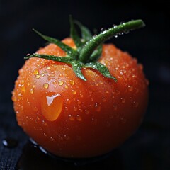 Wall Mural - tomato on black background