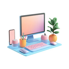 Modern Desktop Setup with Computer and Accessories