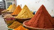 © yuwaree - Colorful pyramids of Moroccan ginger roots, market scene, aromatic root
