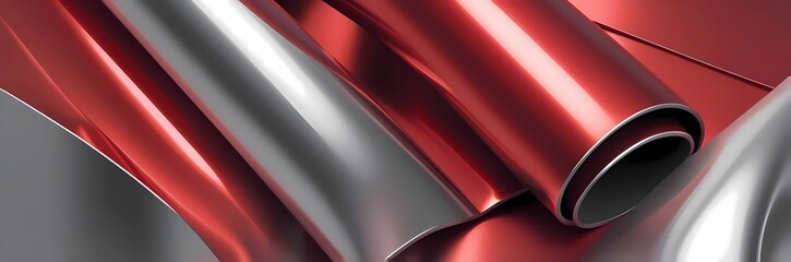 Wall Mural - Abstract metallic premium background with red accents