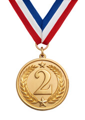 Fototapete - Second Place Winner gold Medal with ribbon, 2nd. isolated on transparent background with a clipping path	
