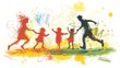 © thongsook - Sketch-style clip art of a family having fun together, highlighted by cheerful colors and lively lines.