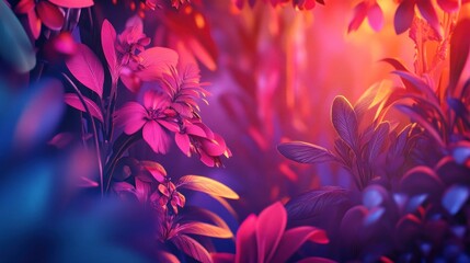 Sticker - Pink and Purple Tropical Floral Background