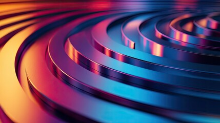 Wall Mural - abstract swirling metal rings in neon hues