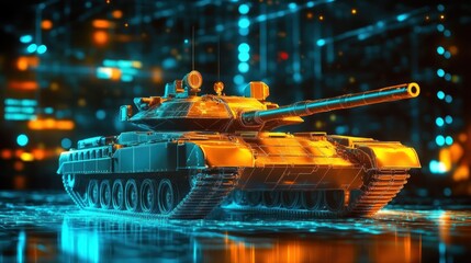 Poster - Cyberpunk Tank in a Digital Landscape