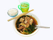 © arjan_ard_studio - pork blood soup with rice and a glass of water