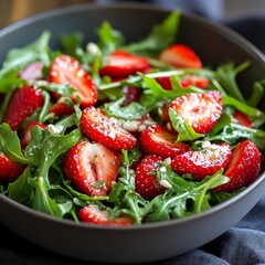 Wall Mural - Salad with strawberries and arugula.