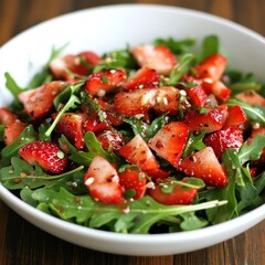 Wall Mural - Strawberry salad with arugula.