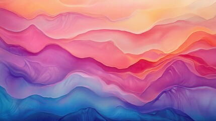 Poster - Abstract Colorful Landscape with Wavy Lines